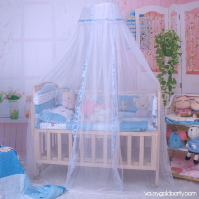 Round Mesh Dome Bed Canopy Netting Princess Mosquito Net with Lace Trim for Babies